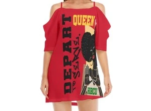 WSSU-INSPIRED DEPART TO SERVE FLIRTY Women's Off-shoulder Cami Dress 
