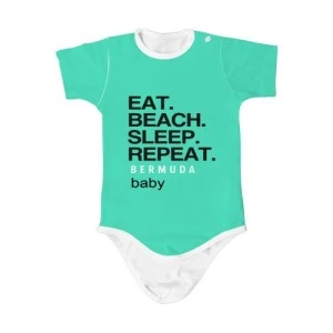 BERMUDA eat beach sleep - BABY ONESIE (TEAL)