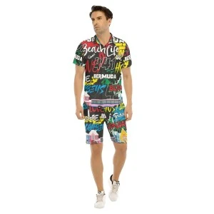 Bermuda Graffiti Men's Button Up Shirt &  Shorts Set