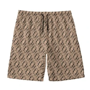 Bermuda Map Repeat (Brown)- Men's (Unisex) Swim Trucks /Shorts with Lining 