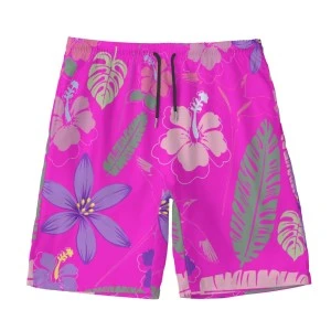 Bermuda Floral (Pink)- Men's (Unisex) Swim Trucks /Shorts with Lining