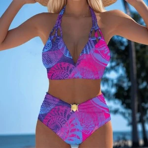 Bermuda Sea Shell - Women's High Waist Two Piece Bikini  Swimsuit