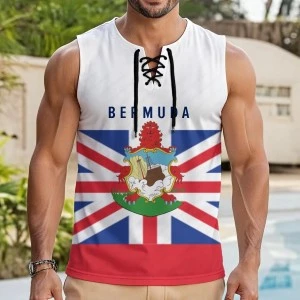 Bermuda Flag Shirt- Men's TankTop with Drawstring (WHITE)