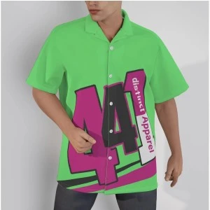 Bermuda 441- Button Up Hawaiian Shirts (Unisex) (Green & Pink) 