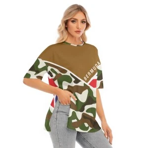 Bermuda Camo (Army Flag Duo)- Women's Sexy Split Shirt