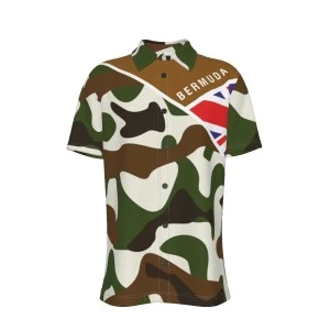 Bermuda Camo - Button Up Shirts (Unisex) (Army Flag Colors)