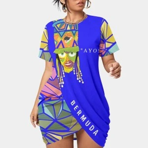 Bermuda Gombey AYO! Hem Dress  (Blue)