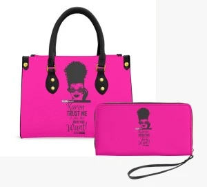 KAREN, PLEASE RESPECT- DIASPORA EMPOWERMENT- TOTE BAG & WALLET SET (PINK) 
