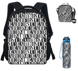 Bermuda Box- Back to School Set -Backpack, Tumbler & Lunch Bag (Black & White)