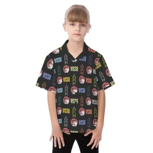 CLOCKTOWER- WSSU-INSPIRED- KIDS HAWAII BUTTON UP SHIRT (Black) 
