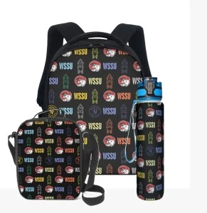 CLOCKTOWER- WSSU-INSPIRED  - Back to School Set -Backpack, Water Bottle & Lunch Bag (Black))
