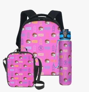 CLOCKTOWER- WSSU-INSPIRED  - Back to School Set -Backpack, Water Bottle & Lunch Bag (Pink)