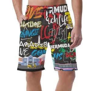 Bermuda Graffiti (Black) - Men's (Unisex) Swim Trucks /Shorts 