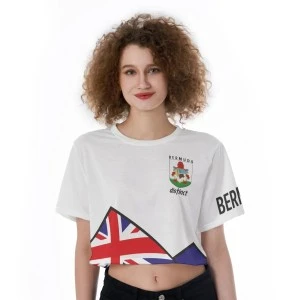 BERMUDA DISTINCT (FLAG DESIGN) - WOMEN'S CROP T-SHIRT (WHITE) 