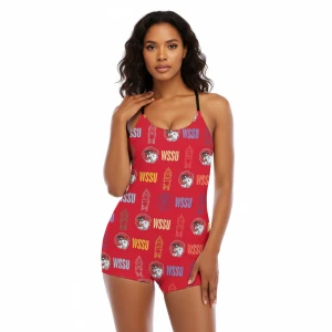 CLOCKTOWER WSSU BODYSUIT (RED WITH BLACK STRAPS)
