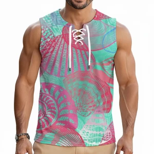 Bermuda Seashell Men's Tank (Pink & Teal)