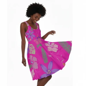 Bermuda Floral Flare Dress (Pink)