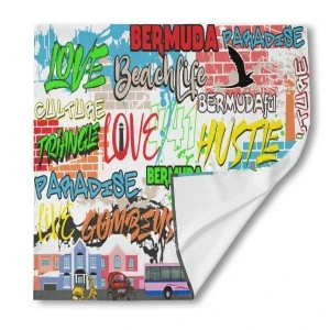 Bermuda Graffiti Silk Scarf (White) 