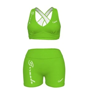 Bermuda Baddie - Women's Bra & Shorts Set (Green) 