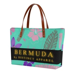 Bermuda Luxury  Floral (Teal) - Women's Tote (Beach Bag) 