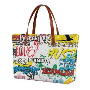 Bermuda Graffiti (White) - Women's Tote (Beach Bag) 
