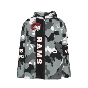 WSSU-INSPIRED RAMS ALUMNI JACKET (RAIN/WINDPROOF) - CAMO BLACK/WHITE 