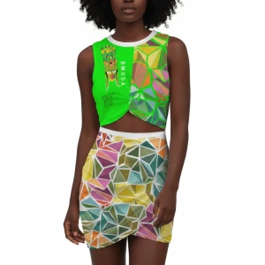 Bermuda Gombey AYO! Women's Sleeveless Wrap Dress (Bright Green)