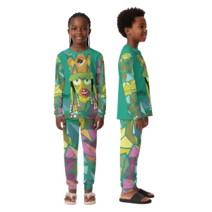 Bermuda Gombey AYO! Unisex Kid's Pajama Set (Aqua) 