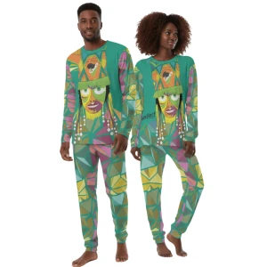 Bermuda Gombey AYO! Unisex Adult Pajama Set (Aqua) 