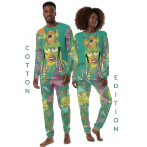 Bermuda Gombey AYO! Unisex Adult Cotton Pajama Set (Aqua) 