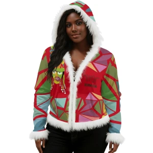 Bermuda Gombey Ayo! Faux Fur Hooded Sweater Jacket (Red)