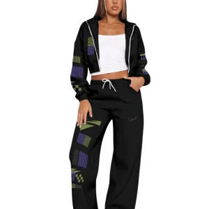 Bermuda African Print Map Fleece Tracksuit (Black)