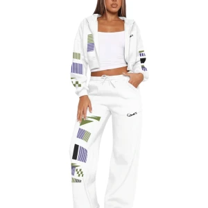 Bermuda African Print Map Fleece Tracksuit (White)
